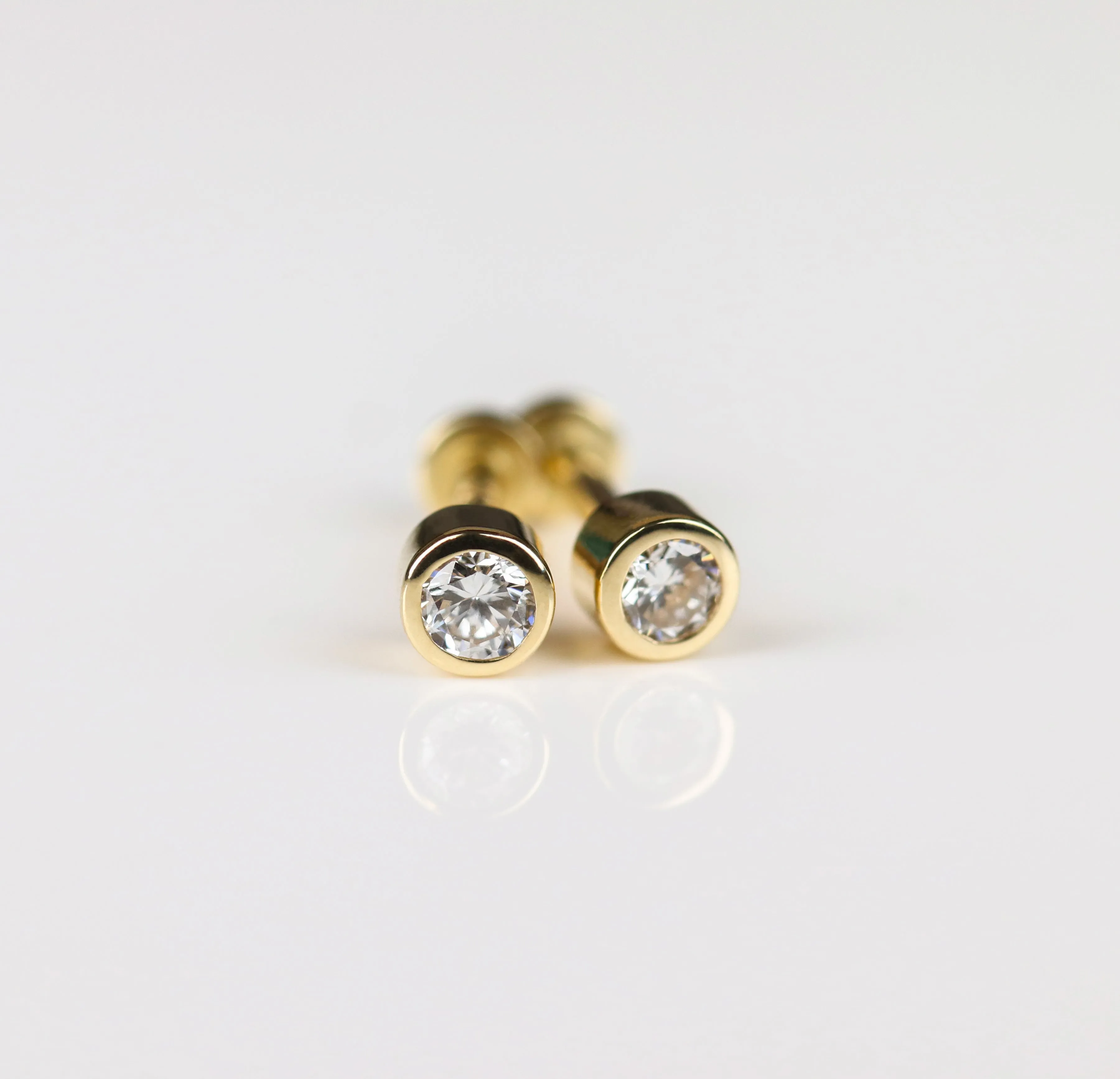 Diamond Stud Earrings with Flat Back, 2.5mm