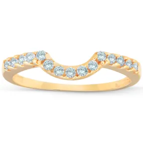 0.25 Carat Contoured Diamond Band 14 Karat Wedding Ring 