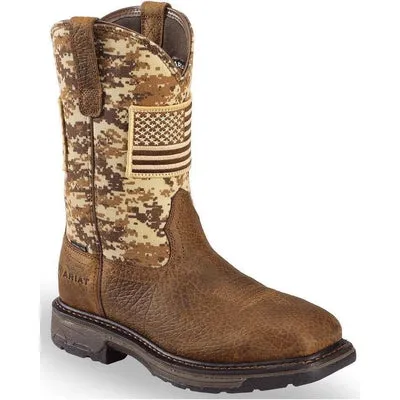 10022968 Ariat Men's WorkHog Patriot Camo Safety Toe Wellington Work Boots