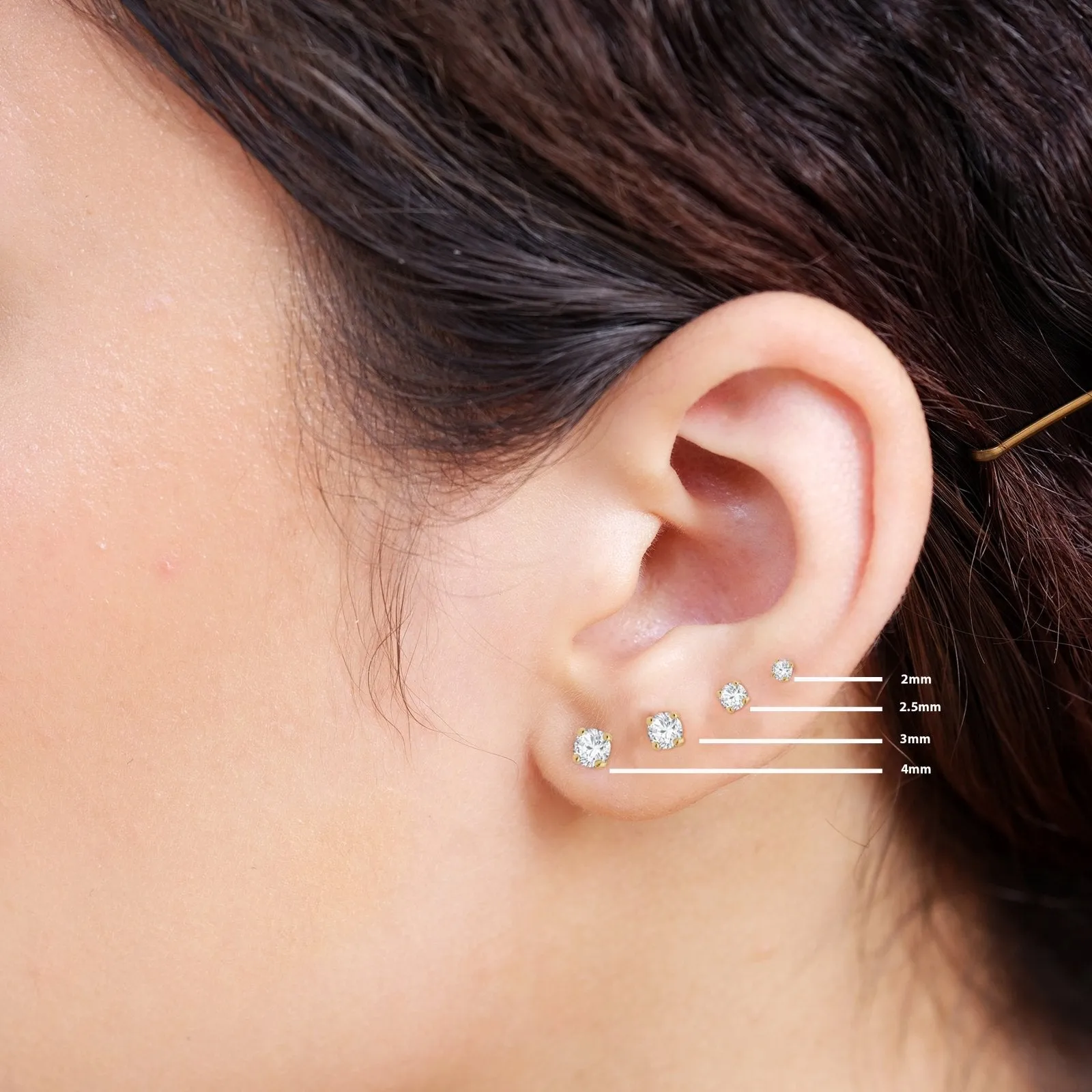 14k Rosegold Birthstone 4mm Tragus Cartilage Helix Internally threaded Flat Back Earring Labret Stud