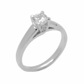 14k Solid Gold Elegant ladies Modern Tapered Round Solitaire Ring D2047v