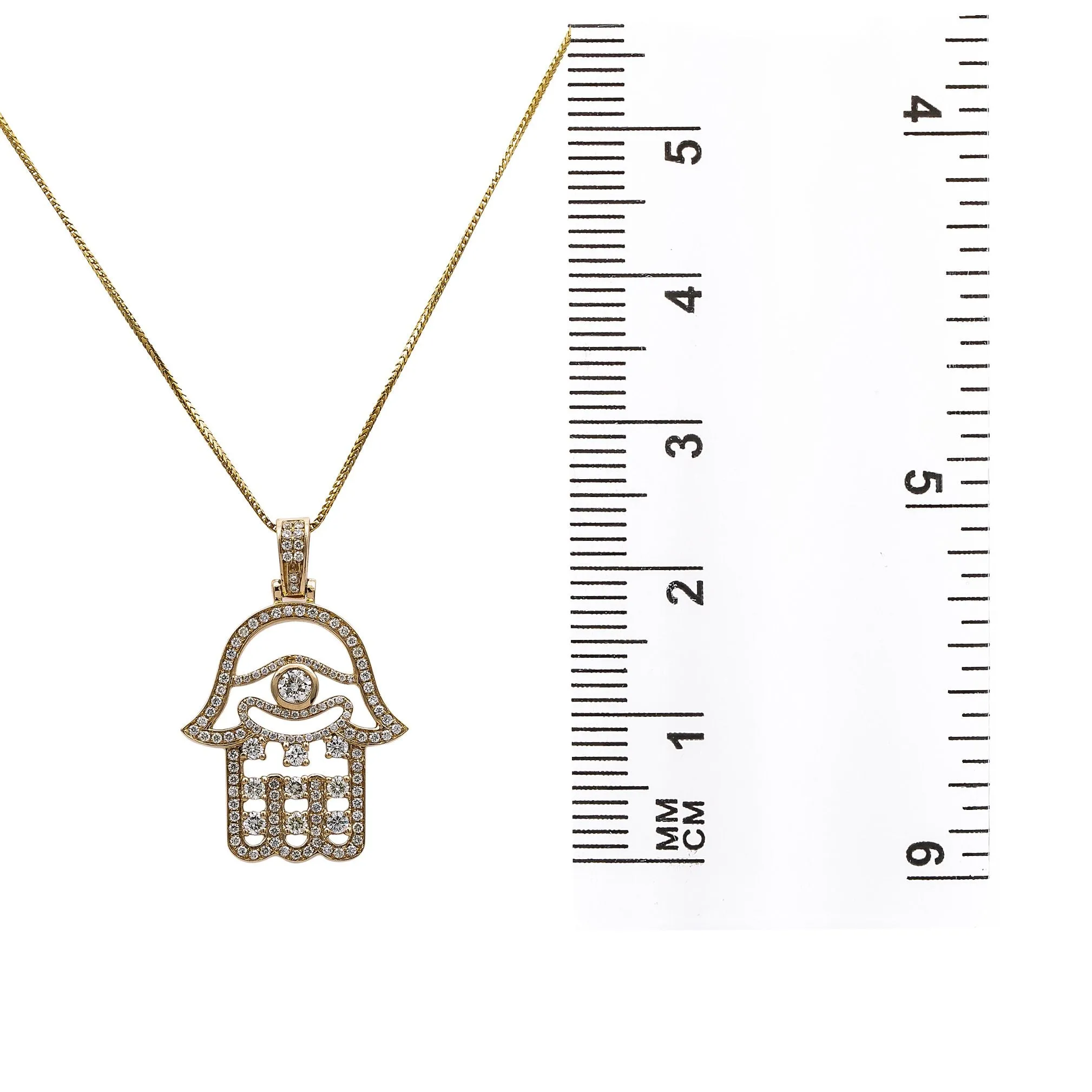 1.34 CT Diamonds 14K Yellow Gold Hamsa Pendant