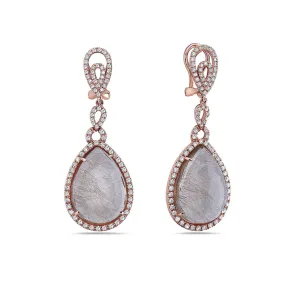 Rose Gold Earrings with White Diamonds for Women