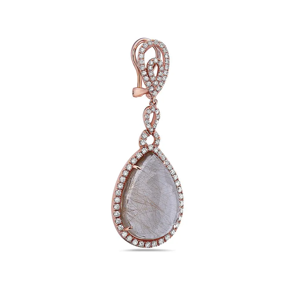 Rose Gold Earrings with White Diamonds for Women