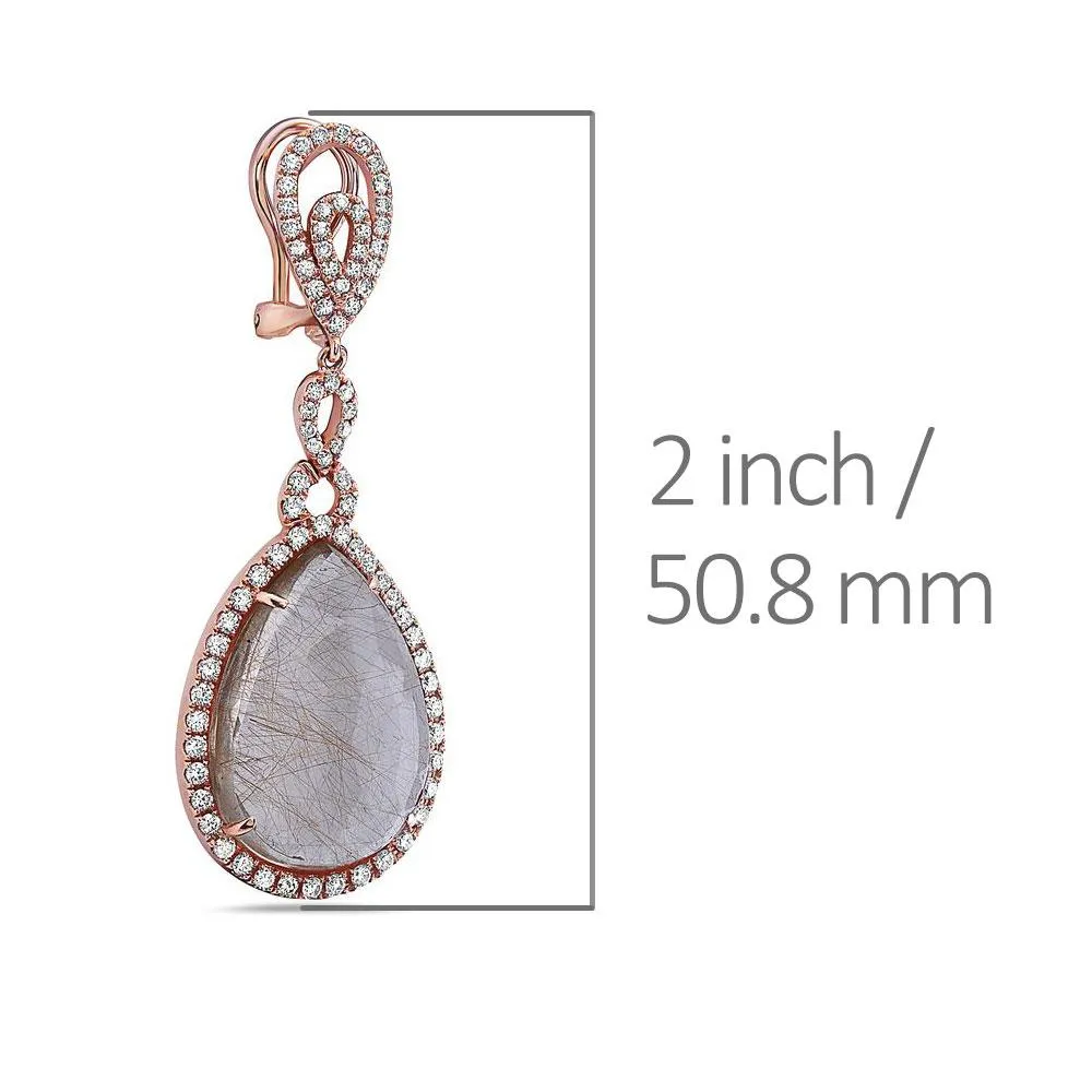 Rose Gold Earrings with White Diamonds for Women