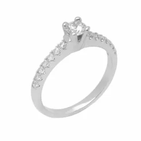 18k Solid Gold Elegant ladies Modern Prong Round Solitaire Ring D2057v