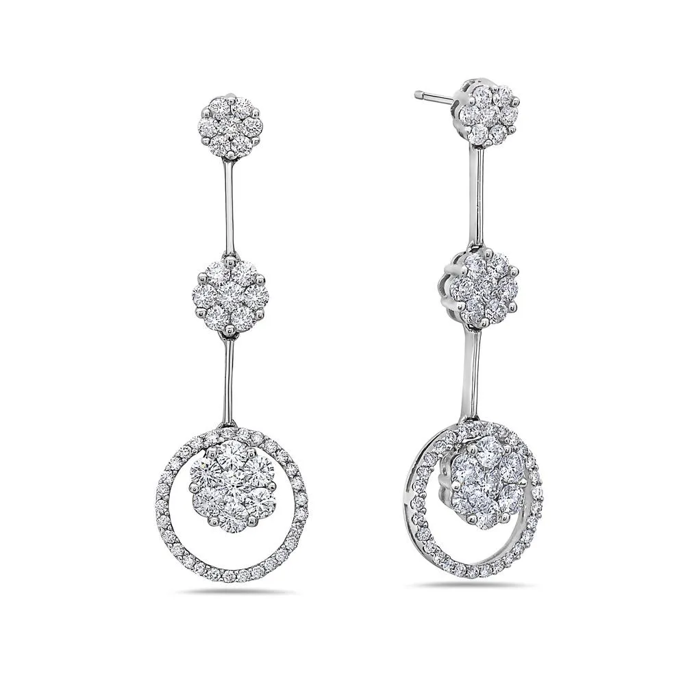 White Gold Earrings 2.38 CT Diamonds for Women