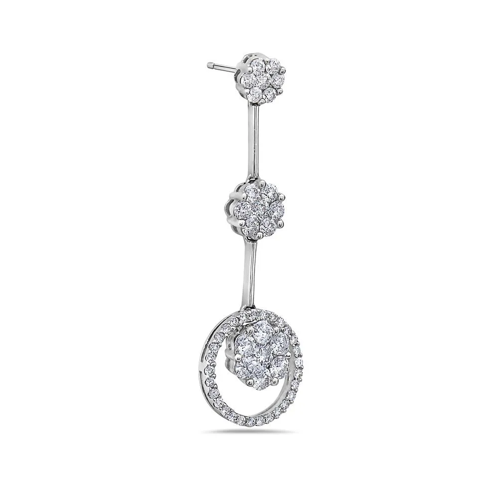 White Gold Earrings 2.38 CT Diamonds for Women