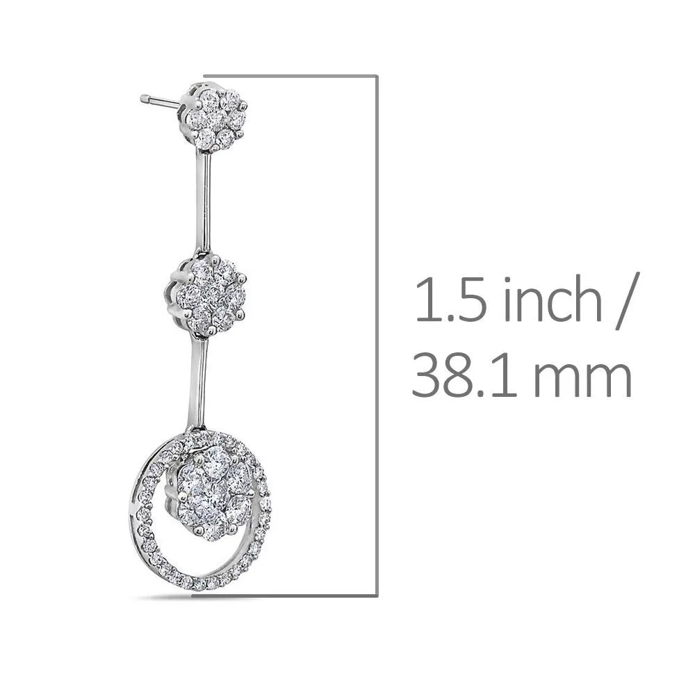 White Gold Earrings 2.38 CT Diamonds for Women