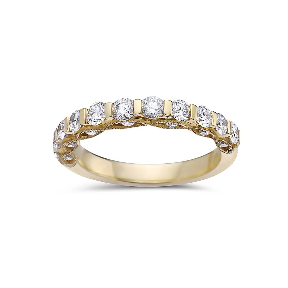 18K Yellow Gold Diamond Wedding Band for Women with 1.09 CT