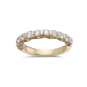 18K Yellow Gold Diamond Wedding Band for Women with 1.09 CT