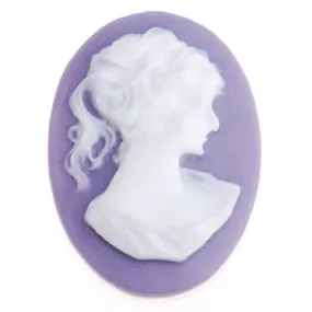 2014 Beautiful Girl Resin Cabochons Oval Light Purple White 18*25MM - 20pcs