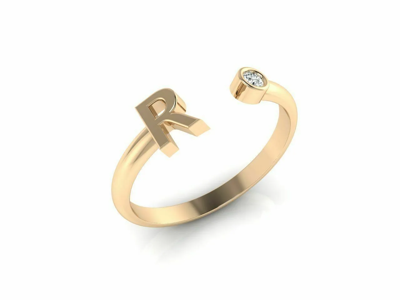 22k Ring Sold Yellow Gold Ladies Jewelry Simple R Letter Design CGR49