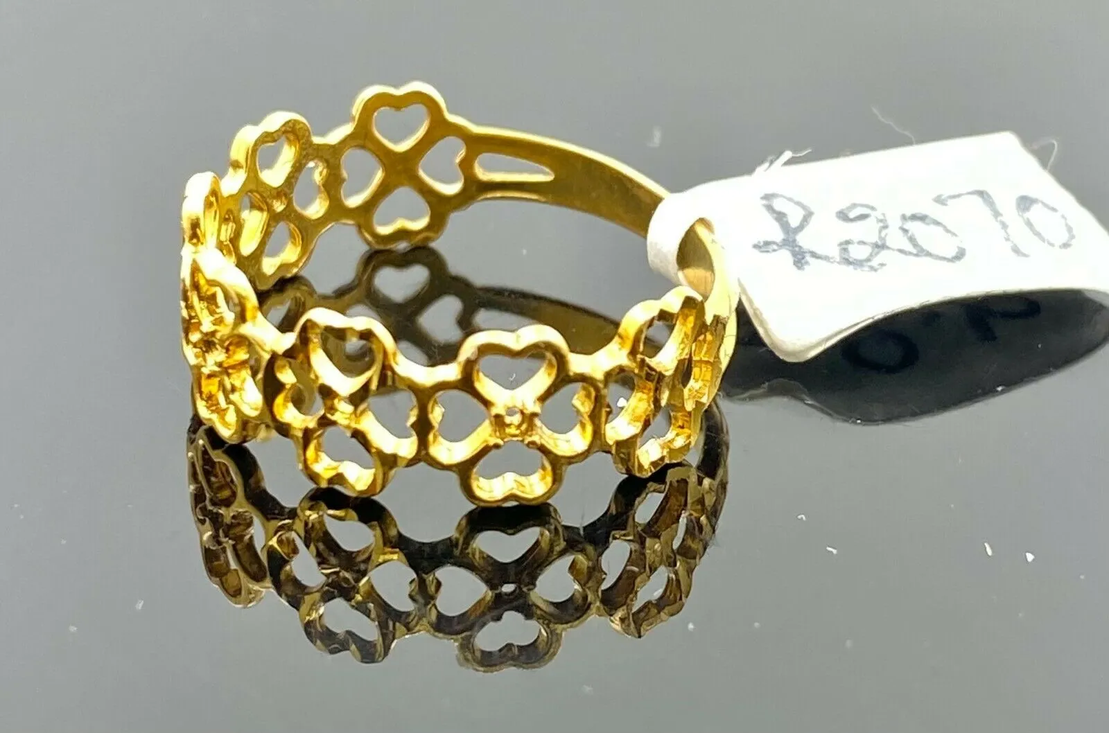 22k RIng Solid Gold Elegant Charm Clover Design Ladies Ring Size R2070 mon