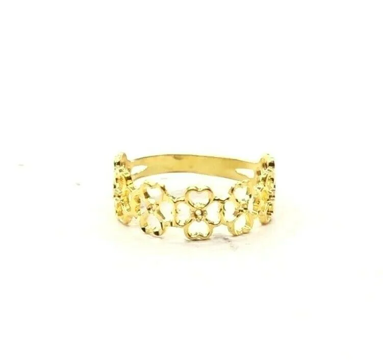 22k RIng Solid Gold Elegant Charm Clover Design Ladies Ring Size R2070 mon