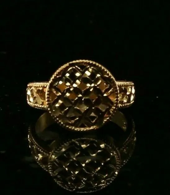 22k Ring Solid Gold Elegant Charm Floral Design Ladies Ring Size R2042 mon