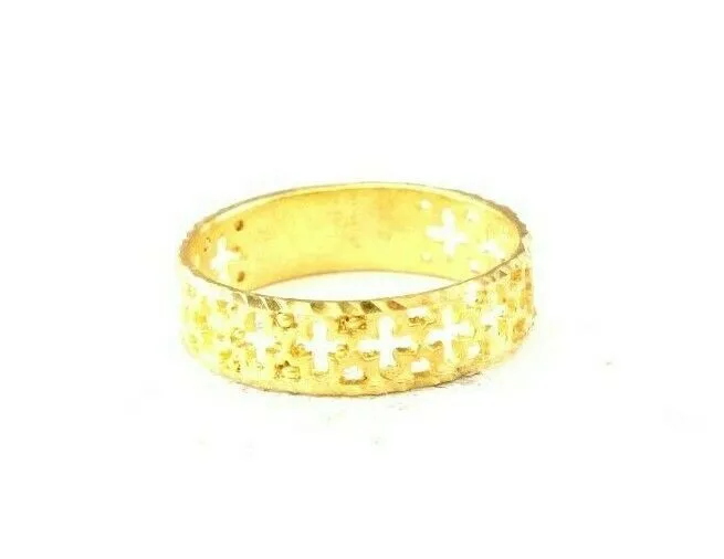 Solid Gold Ring for Women, Elegant Charm Band in Size 8, Resizable (r2582mon)