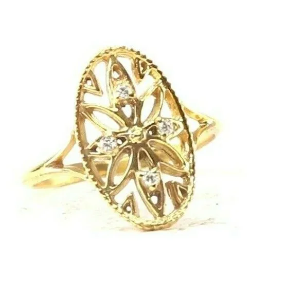 22k Ring Solid Gold ELEGANT Charm Ladies Floral Ring SIZE 7.5 RESIZABLE r2085