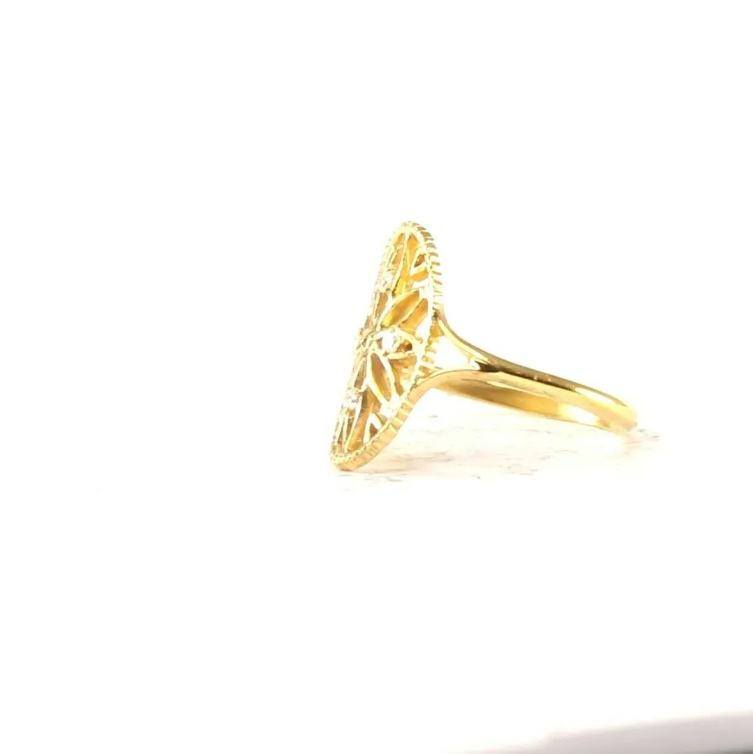 22k Ring Solid Gold ELEGANT Charm Ladies Floral Ring SIZE 7.5 RESIZABLE r2085