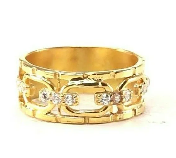 22k Ring Solid Gold ELEGANT Charm Ladies Simple Ring SIZE 7.5 RESIZABLE r2087