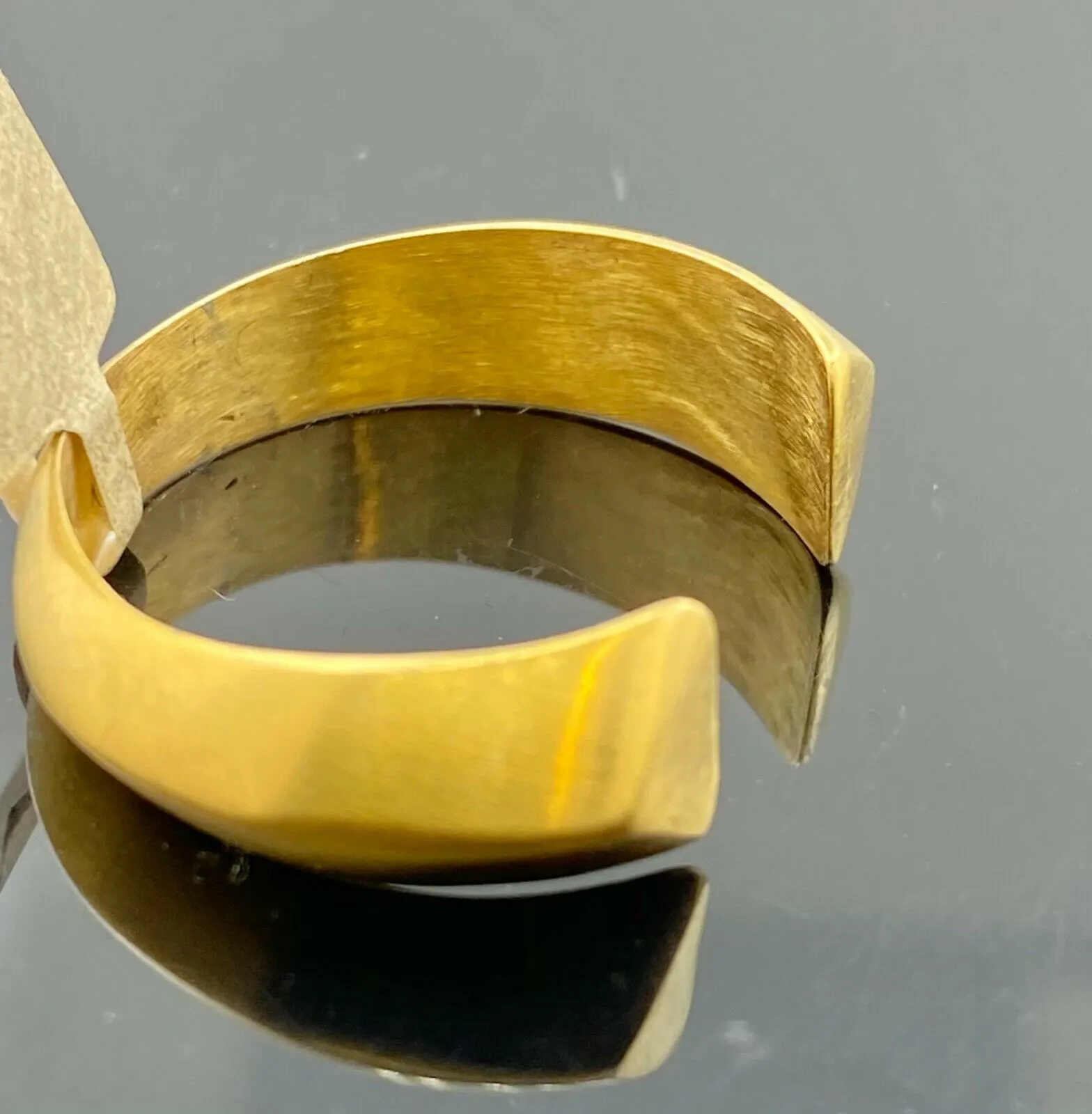 Solid Gold Elegant Ring with Matte Finish Ladies Band - 22k Open Base