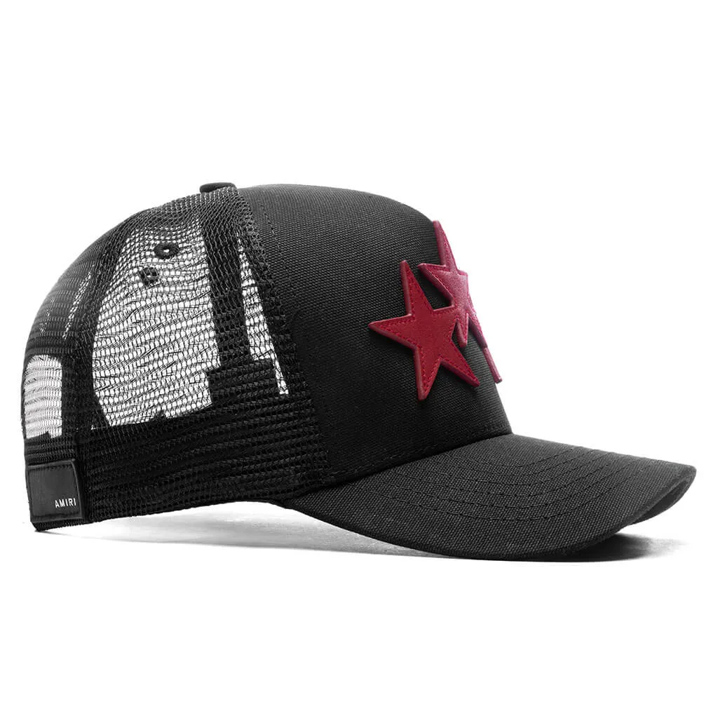 Black/Red 3 Star Trucker Hat