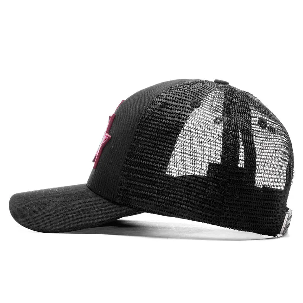 Black/Red 3 Star Trucker Hat