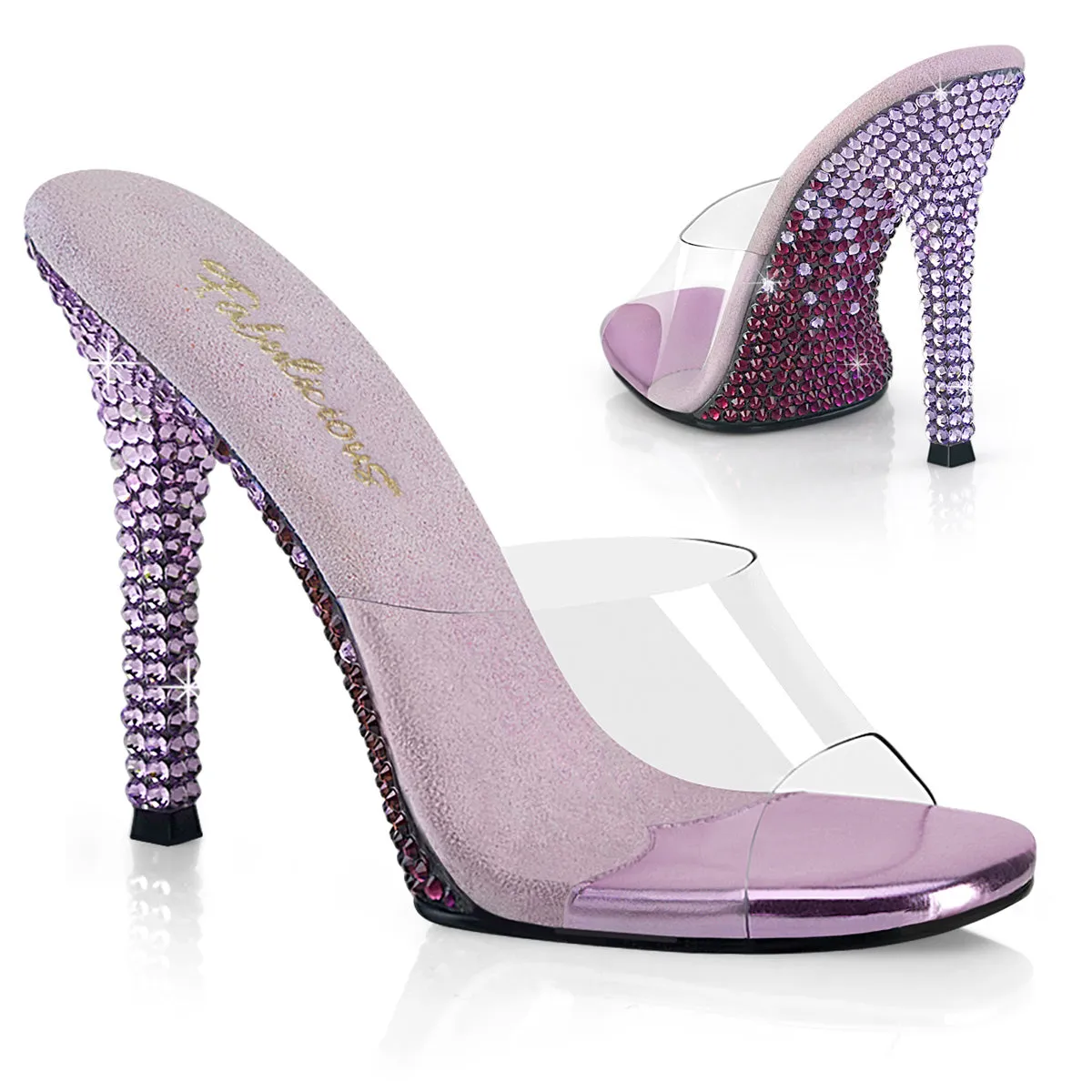 4 Inch Clear Lavender Rhinestone Heel GALA-01DMM