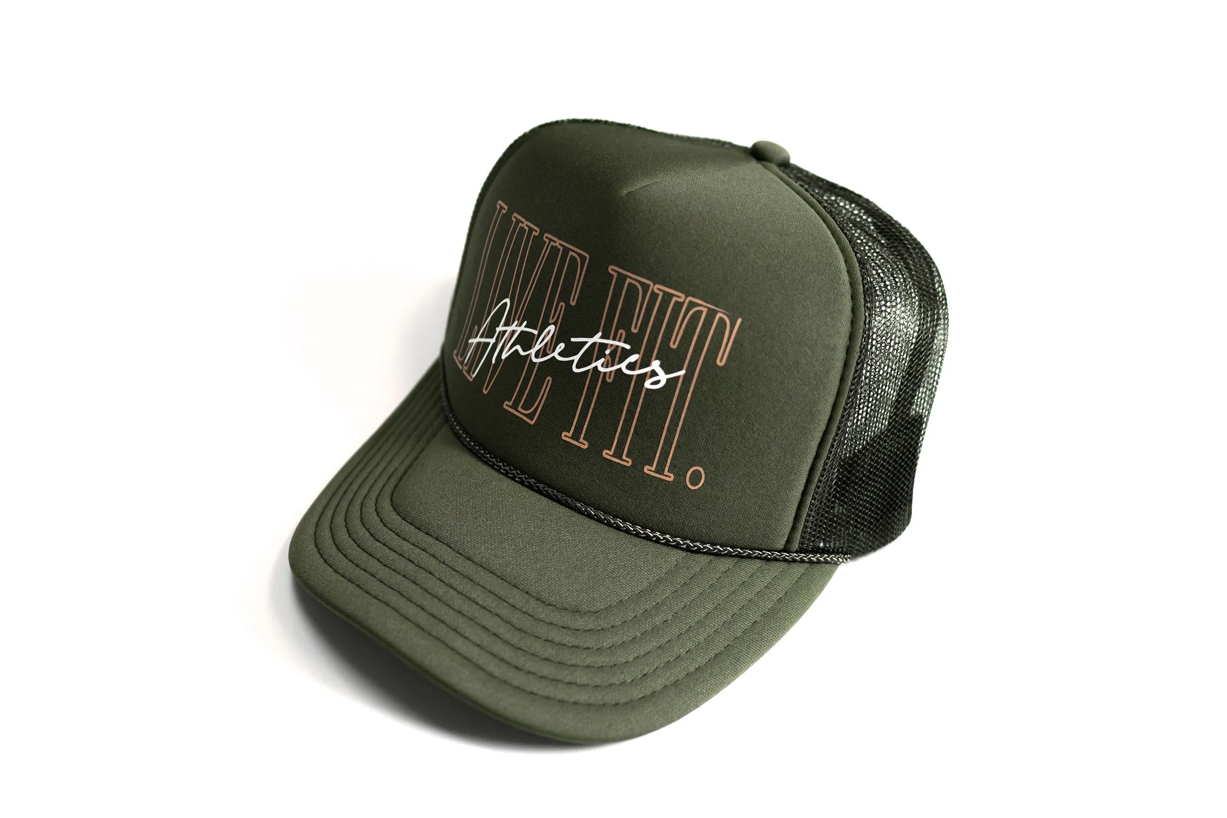 5 Panel Foam Trucker Hat  - Olive/Gold