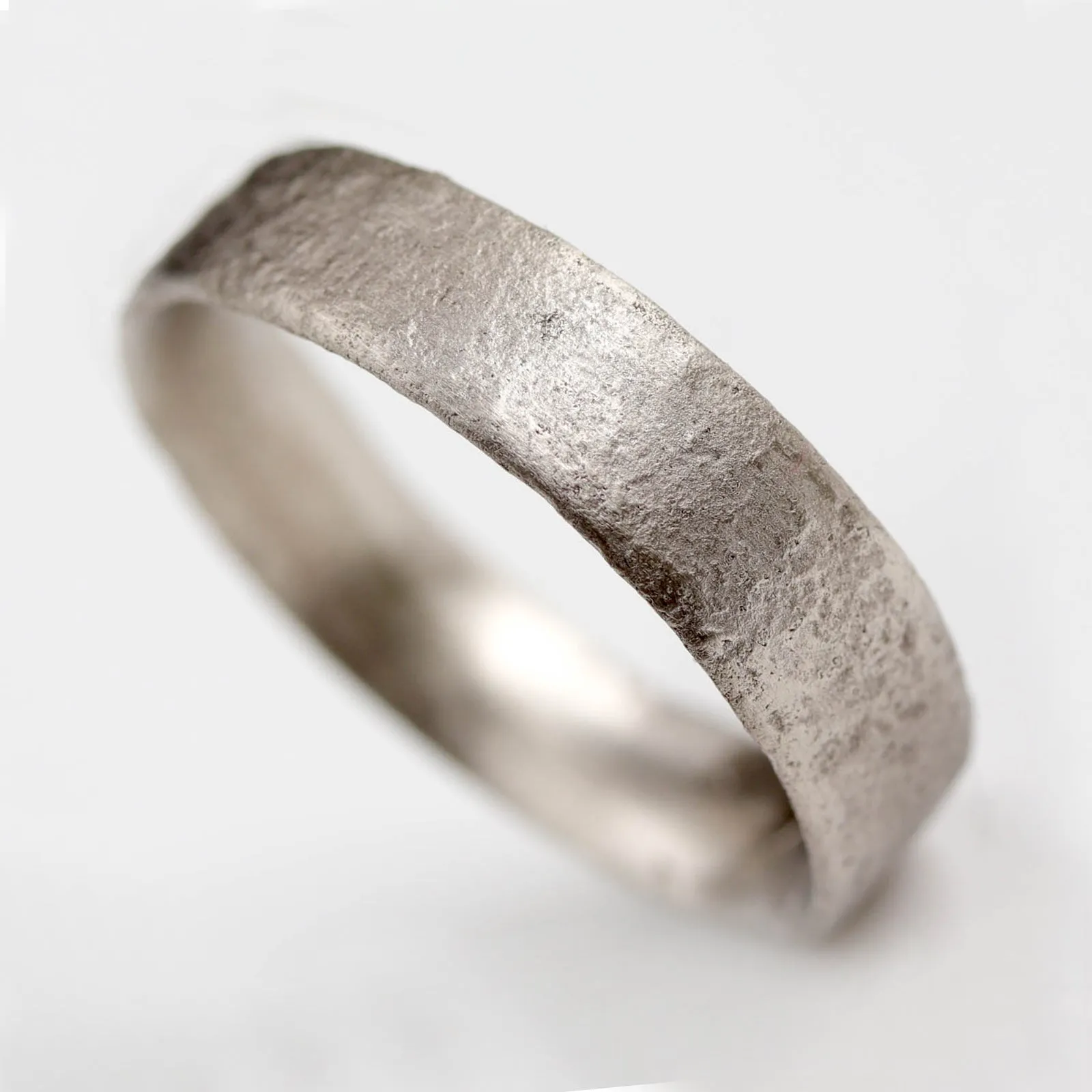 Wide Ancient Textured Band, 5mm Flat