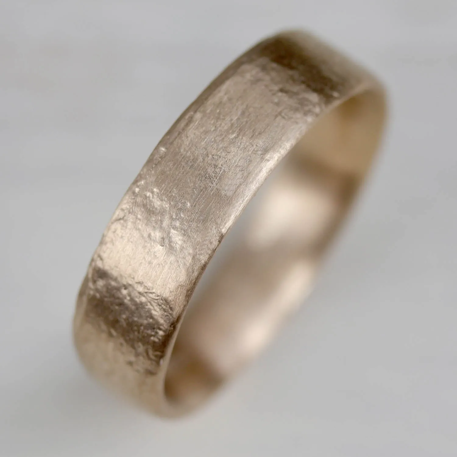 Wide Ancient Textured Band, 5mm Flat