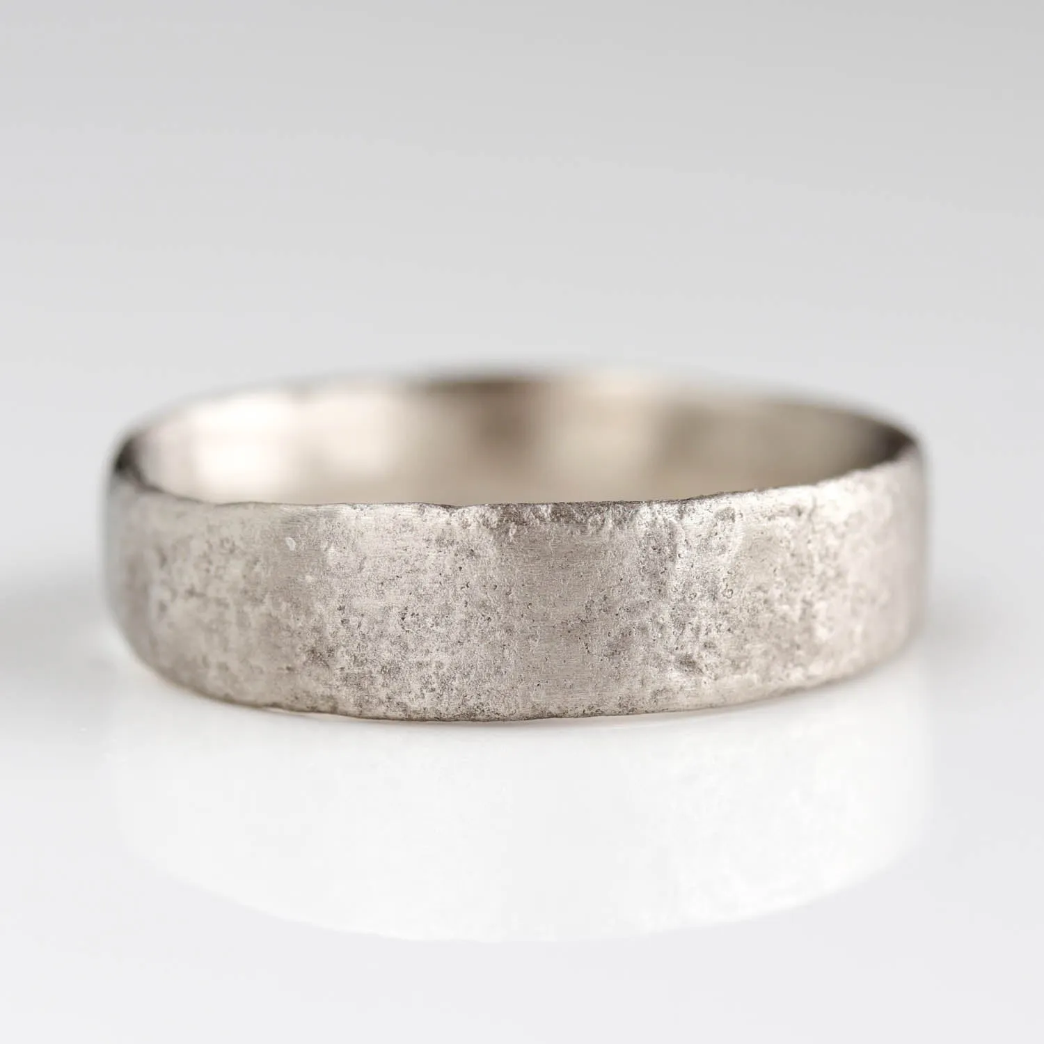 Wide Ancient Textured Band, 5mm Flat