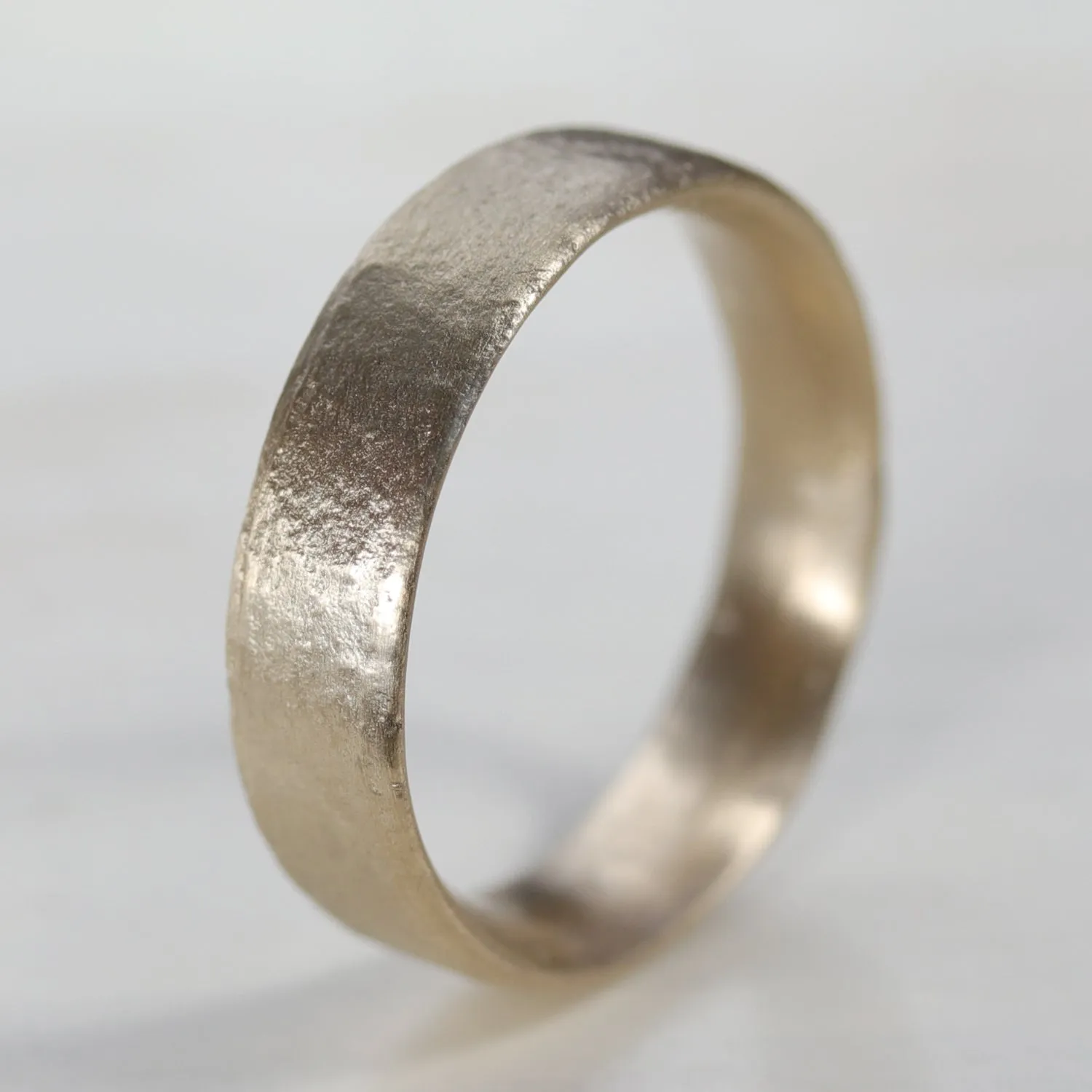 Wide Ancient Textured Band, 5mm Flat