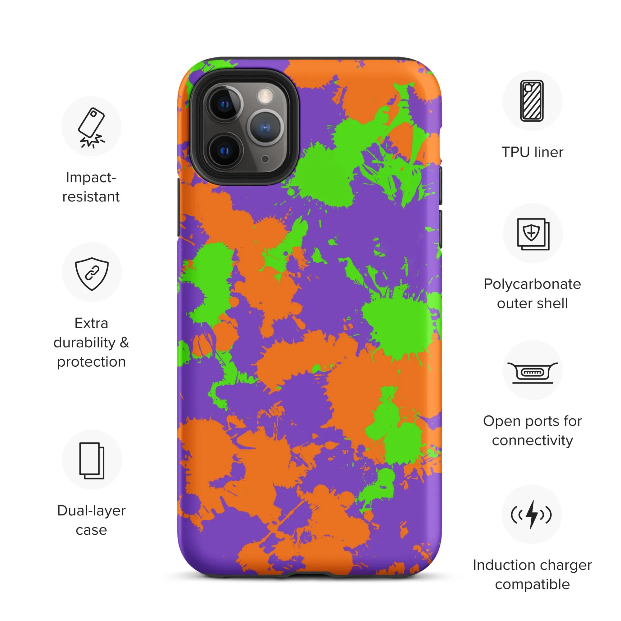 Colorful Slime Splatter Tough iPhone Case for 90s Kids