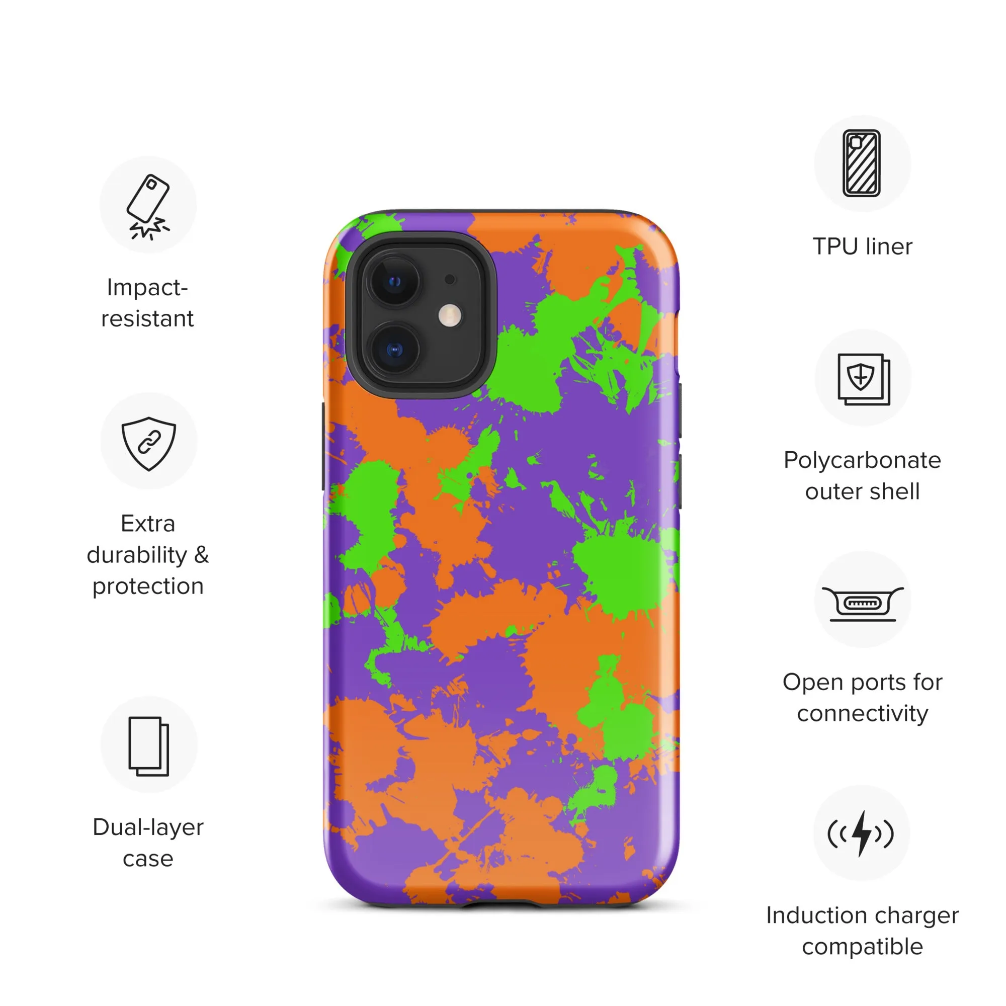 Colorful Slime Splatter Tough iPhone Case for 90s Kids