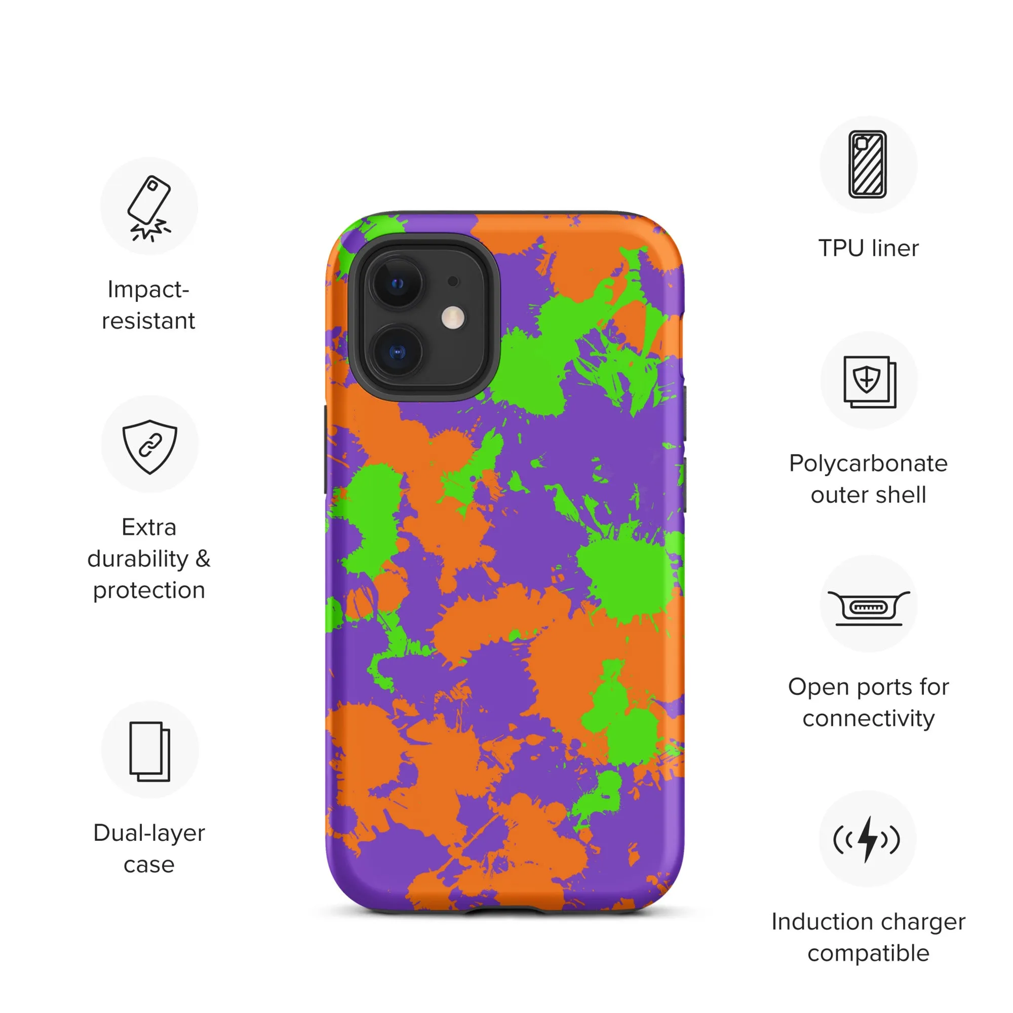 Colorful Slime Splatter Tough iPhone Case for 90s Kids