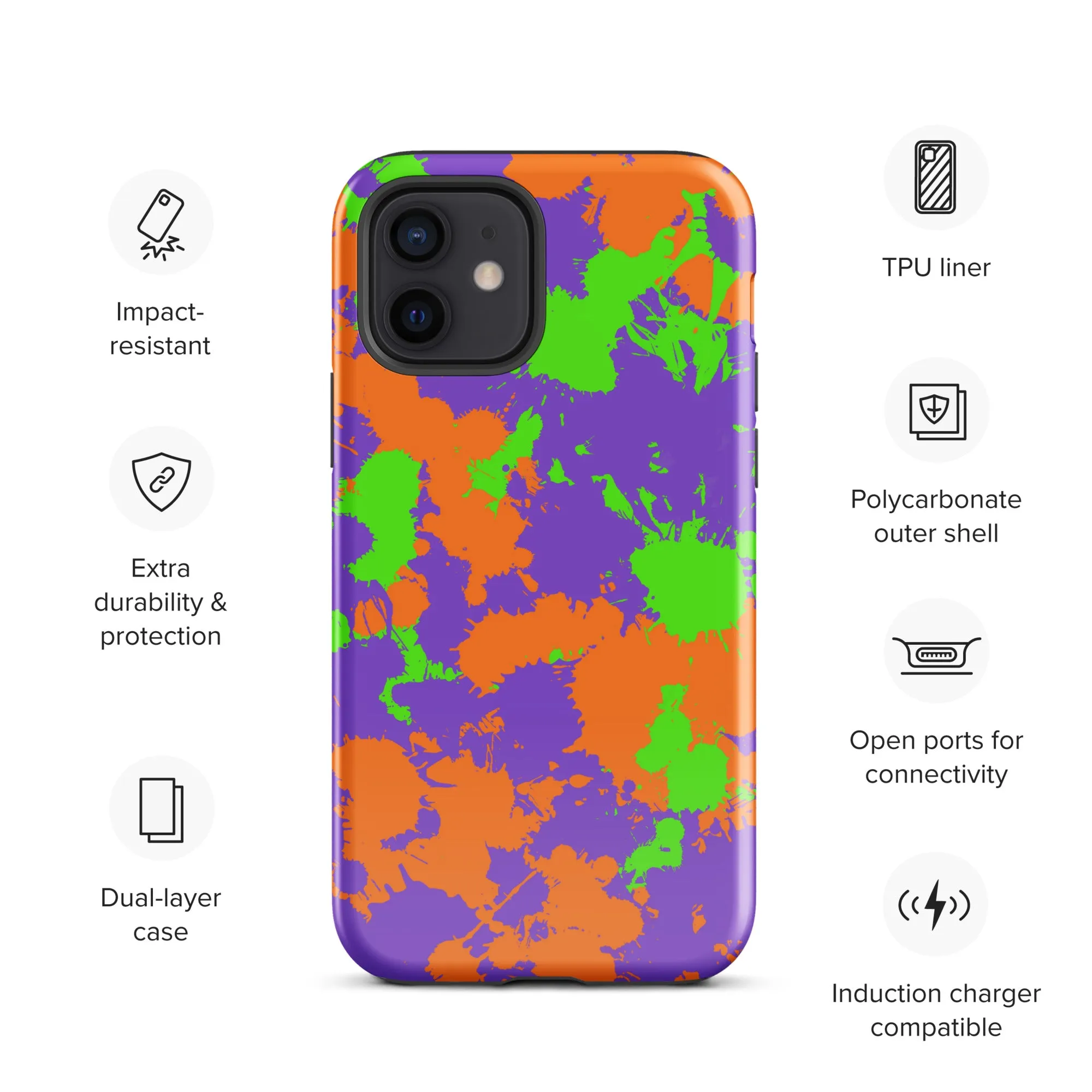 Colorful Slime Splatter Tough iPhone Case for 90s Kids