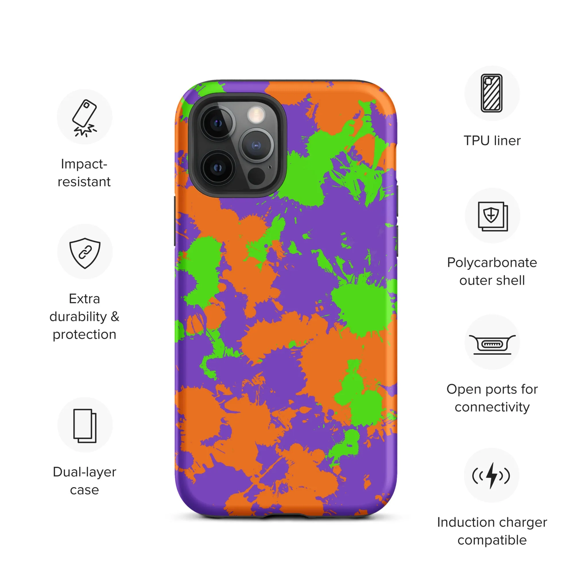 Colorful Slime Splatter Tough iPhone Case for 90s Kids