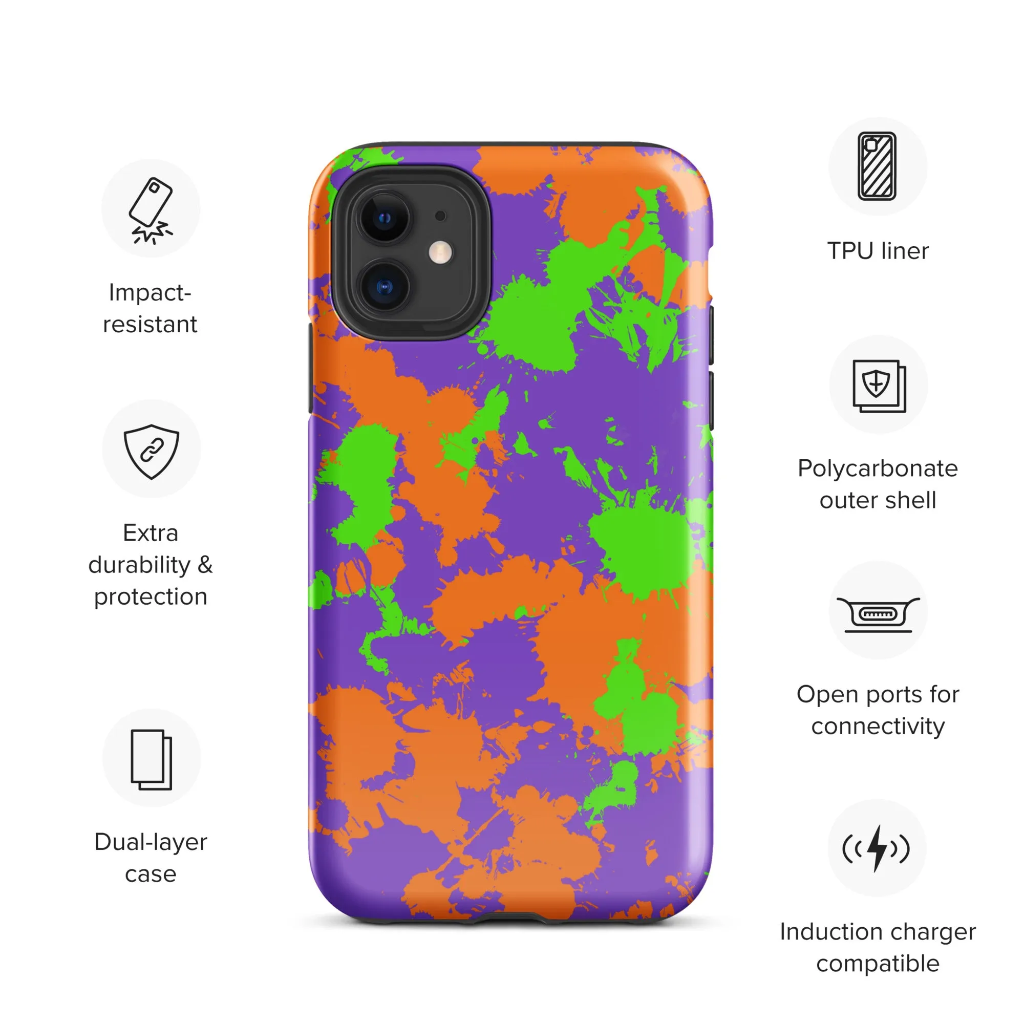 Colorful Slime Splatter Tough iPhone Case for 90s Kids