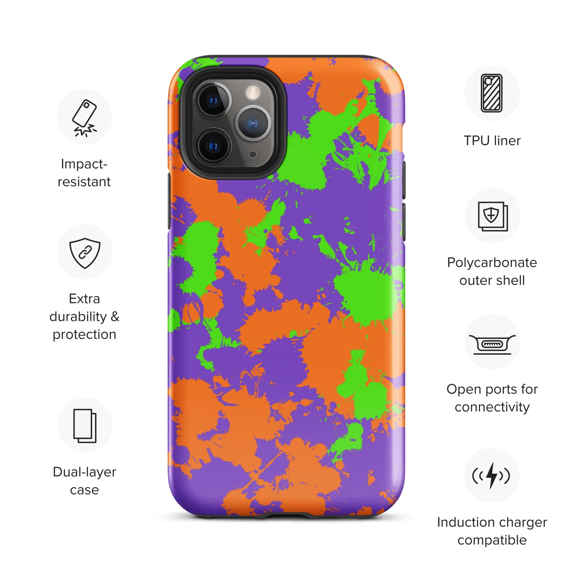 Colorful Slime Splatter Tough iPhone Case for 90s Kids