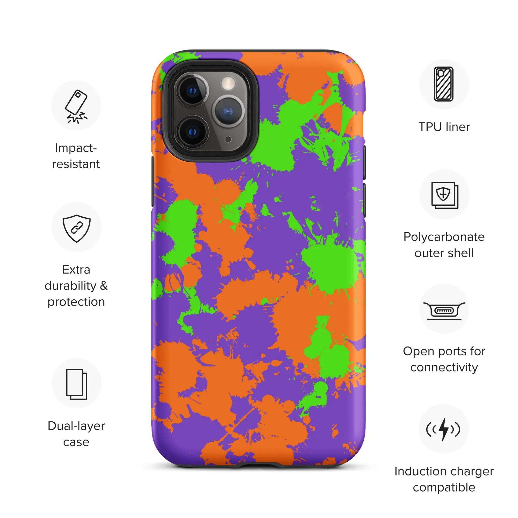 Colorful Slime Splatter Tough iPhone Case for 90s Kids