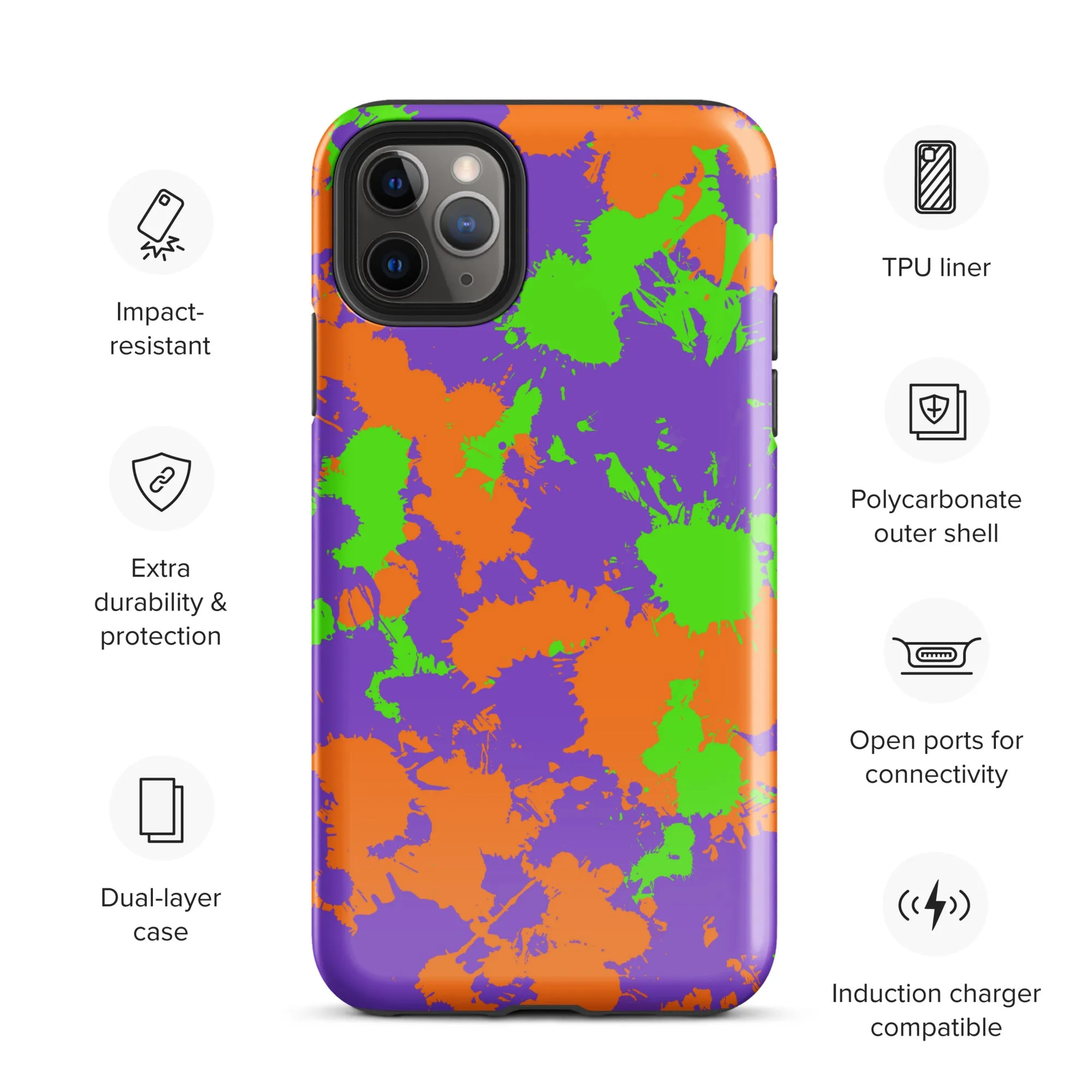 Colorful Slime Splatter Tough iPhone Case for 90s Kids