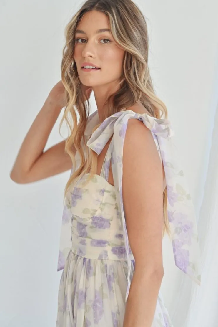 Abigail Lavender Floral Midi Dress