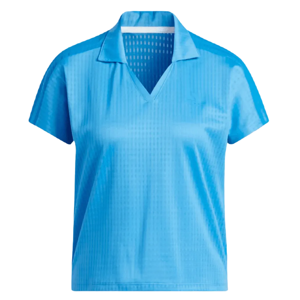 Blue Adidas Ladies Polo Shirt with Signature Stripes