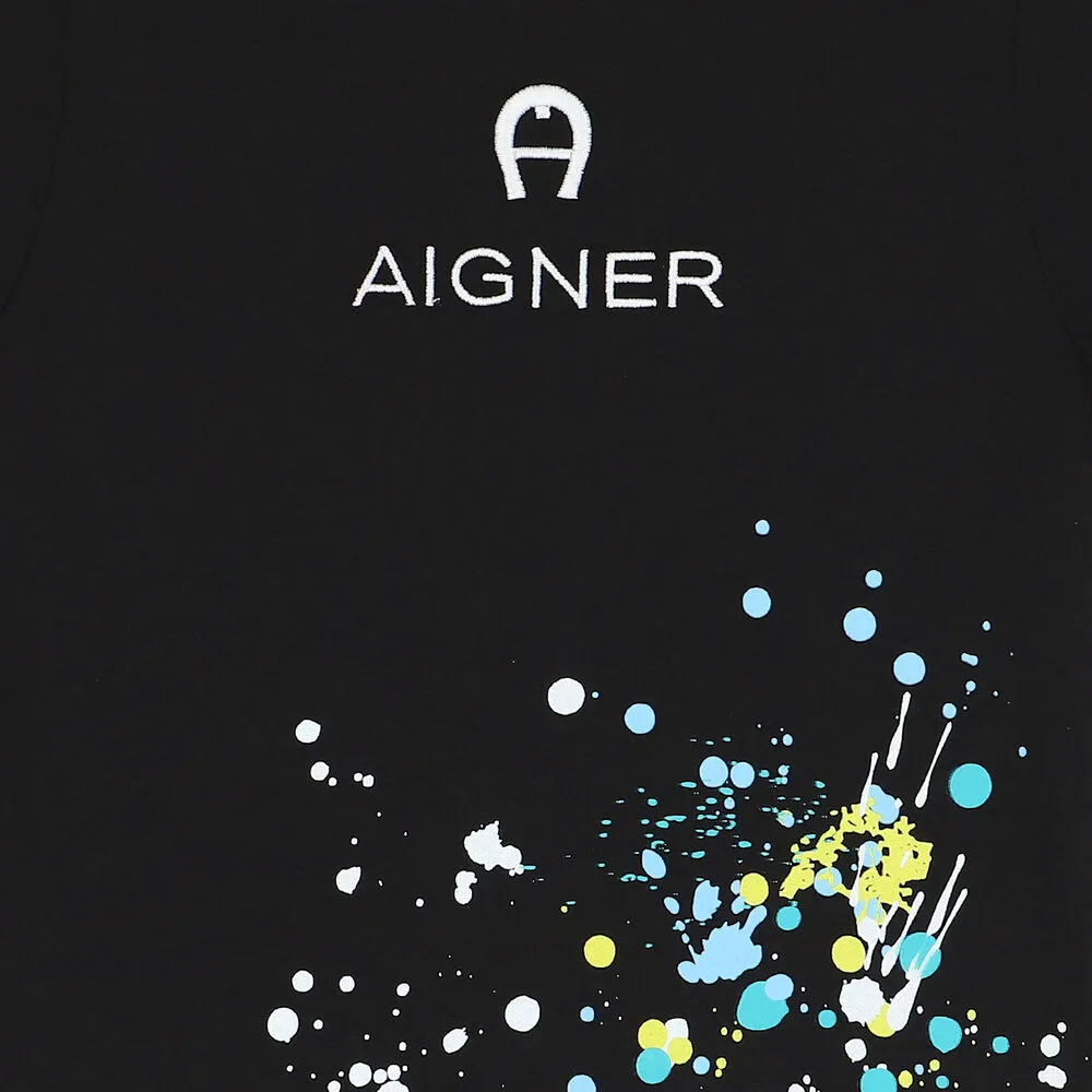 Aigner White T-Shirt with Paint Splash Logo