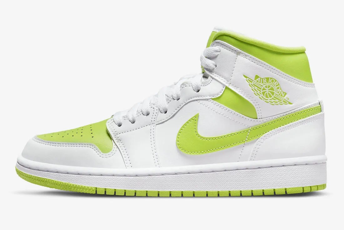 Air Jordan 1 Mid White Lime Basketball Shoes BQ6472-131