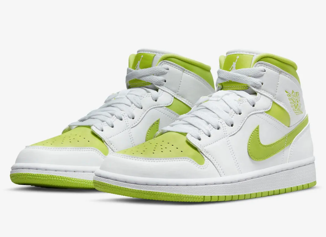 Air Jordan 1 Mid White Lime Basketball Shoes BQ6472-131