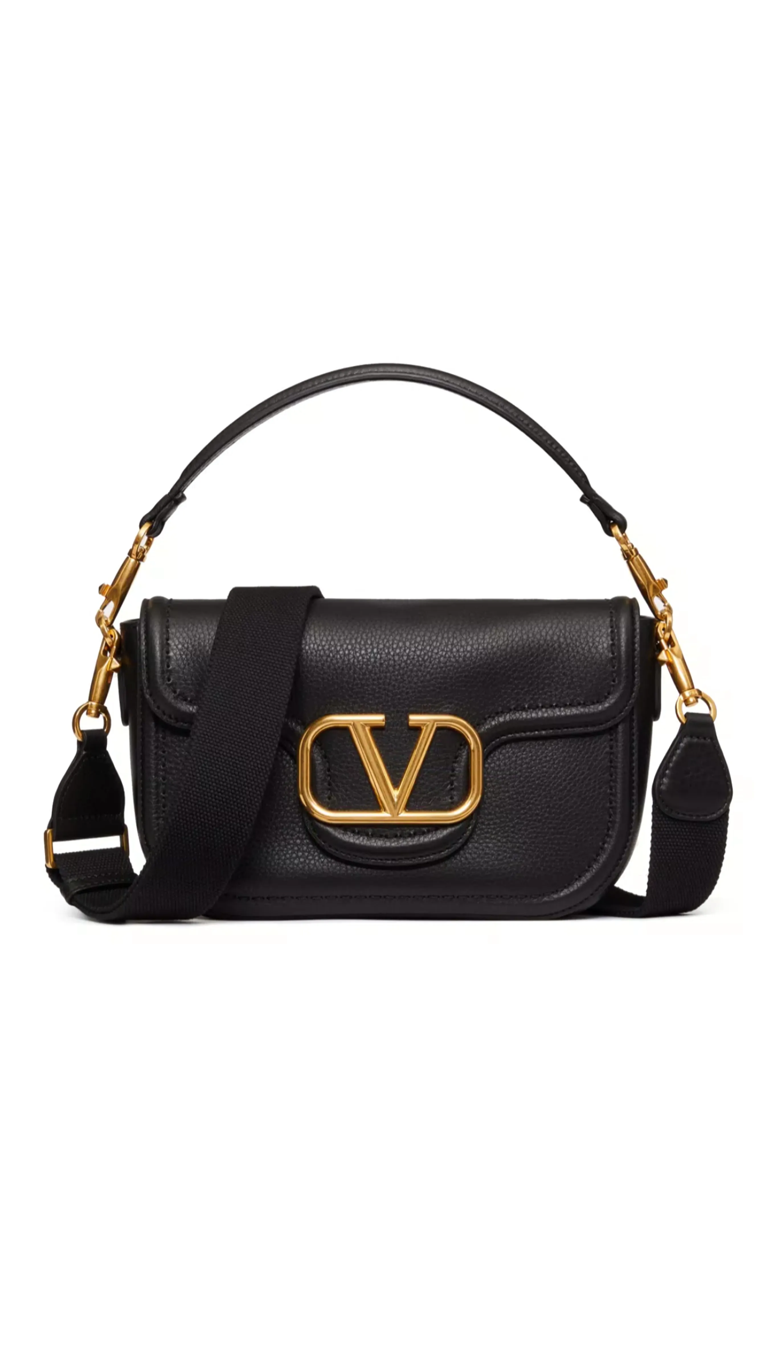 Black Grainy Calfskin Shoulder Bag