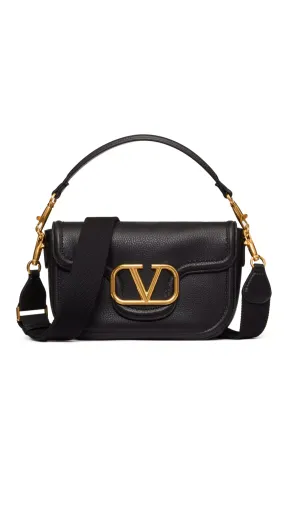 Black Grainy Calfskin Shoulder Bag