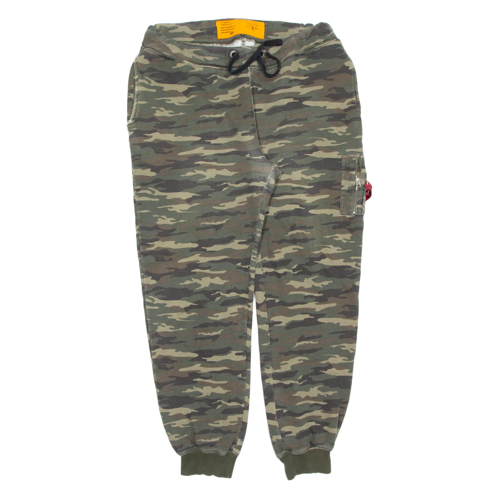 ALPHA INDUSTRIES Camo Mens Joggers Green Tapered XL W36 L31